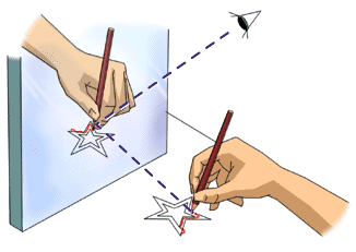 starmirror A person is drawing a star with a pencil