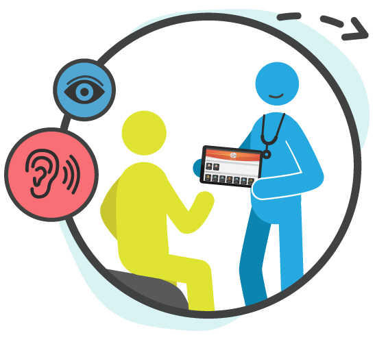 partners-clinicians-01 A person with a stethoscope next to an eye
