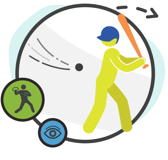 partners-sports-01 A man holding a baseball bat over a white ball