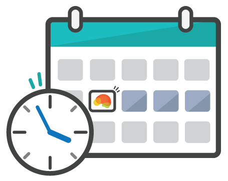 trainingYourWay A calendar with a clock on it