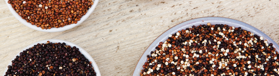 feta Three bowls filled with different types of seeds