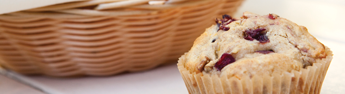 muffin A close up of a muffin near a basket
