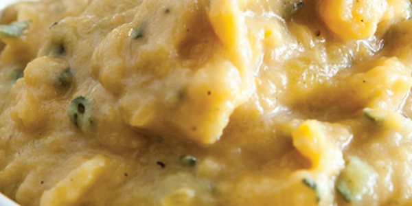 squash A close up of a bowl of macaroni and cheese