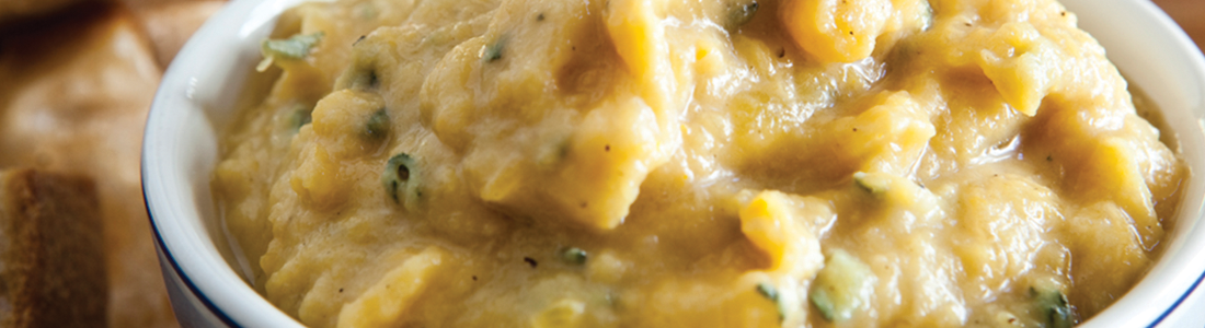 squash A close up of a bowl of macaroni and cheese