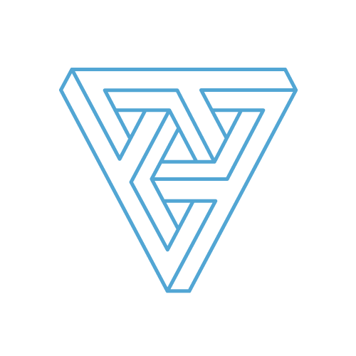 A blue triangle on a black background