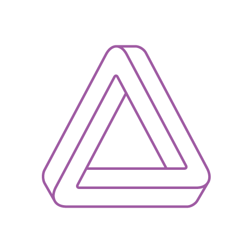 A purple triangle on a black background