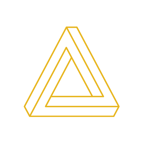 A yellow triangle on a black background