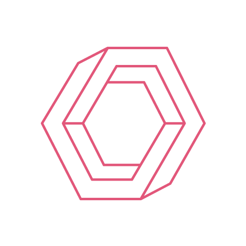 A black background with a pink hexagonal shape