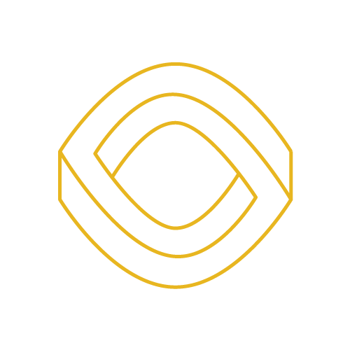 A black and yellow logo of a fish
