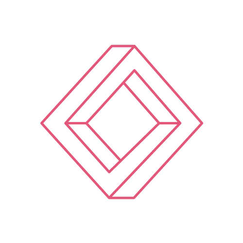 A pink diamond on a black background