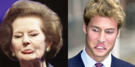 Reversed Face Illusion A man in a suit and tie next to a picture of a woman in a