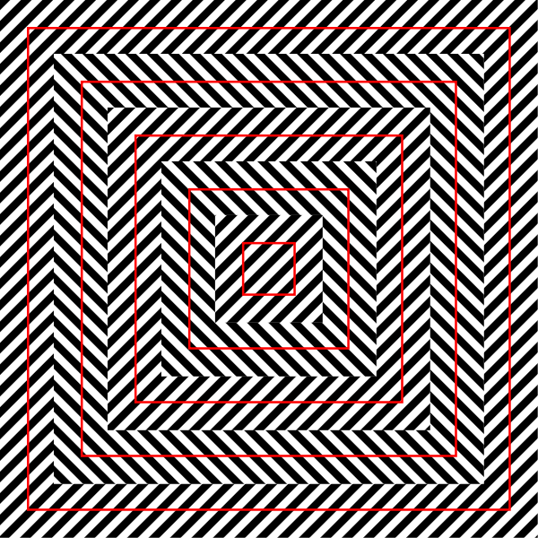 teaser-twisty-squares-01 A black and white pattern with red lines