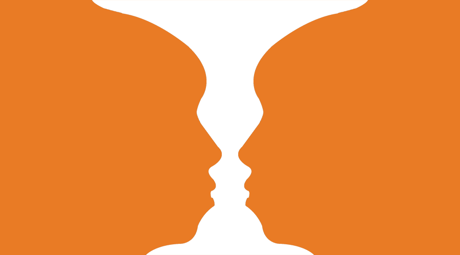 teaser-whatdoyousee-01 An orange and white silhouette of a vase